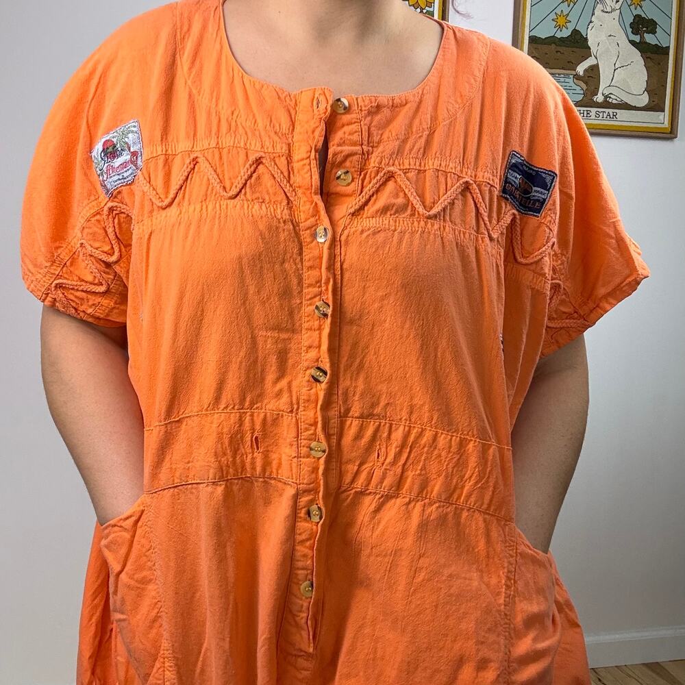 Vintage 80s plus size orange jumpsuit flight suit coverall sizes 3X